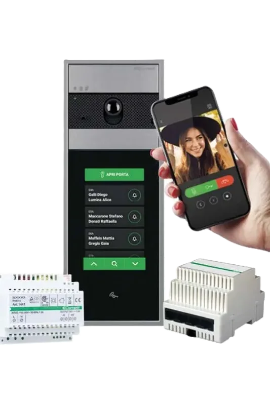 Comelit video intercom kit with touch screen entrance panel for Queens buildings